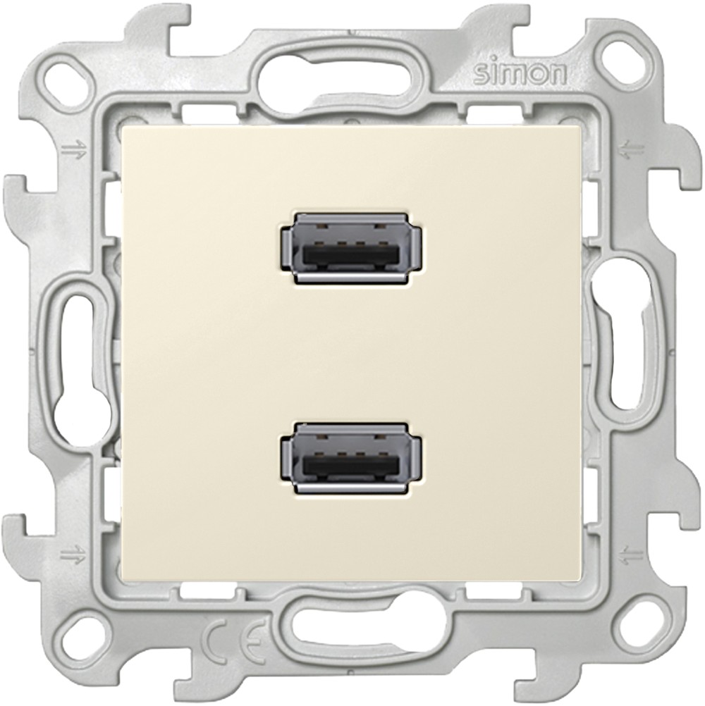 Розетка 2хUSB Simon SIMON 24 HARMONIE, скрытый монтаж, слоновая кость, 2411090-031