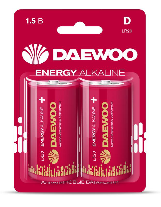 Элемент питания алкалиновый D/LR20 1.5В Energy Alkaline 2021 BL-2 (уп.2шт) DAEWOO 5030022