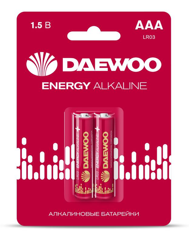 Элемент питания алкалиновый AAA/LR03 1.5В Energy Alkaline 2021 BL-2 (уп.2шт) DAEWOO 5029873