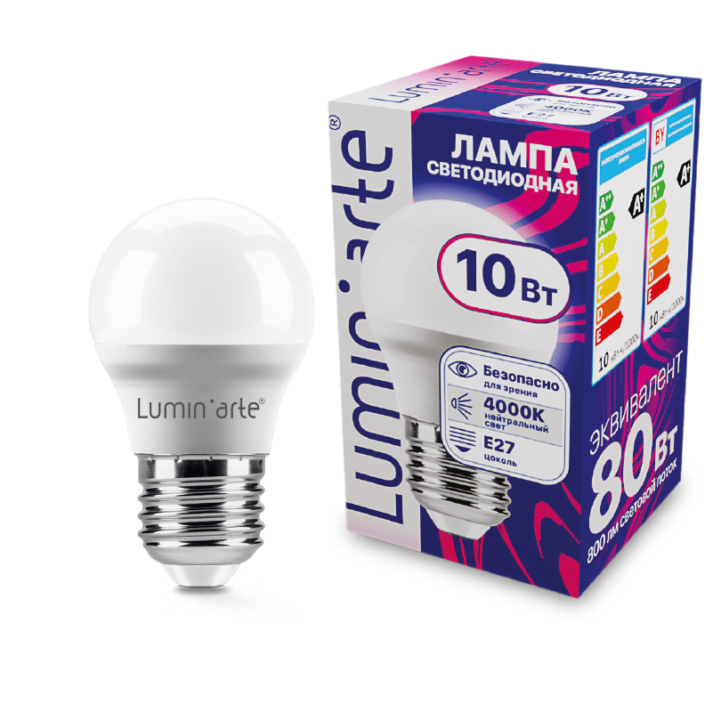 Светодиодная лампа Luminarte LSTD-G45-10W4KE27 10Вт 4000K E27