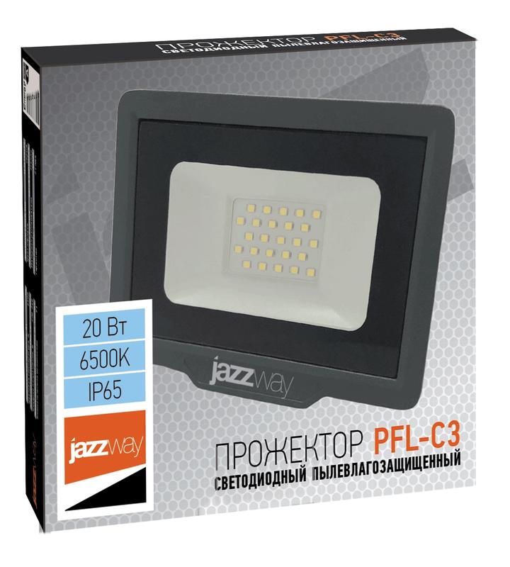 Прожектор светодиодный PFL-C3 20Вт 6500К IP65 закален. прозр. стекло JazzWay 5023543A