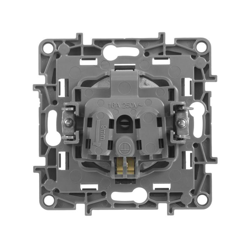 Розетка 1-м СП Etika 16А IP20 250В 2P+E с заземл. немецк. стандарт винтов. клеммы механизм антрацит Leg 672621