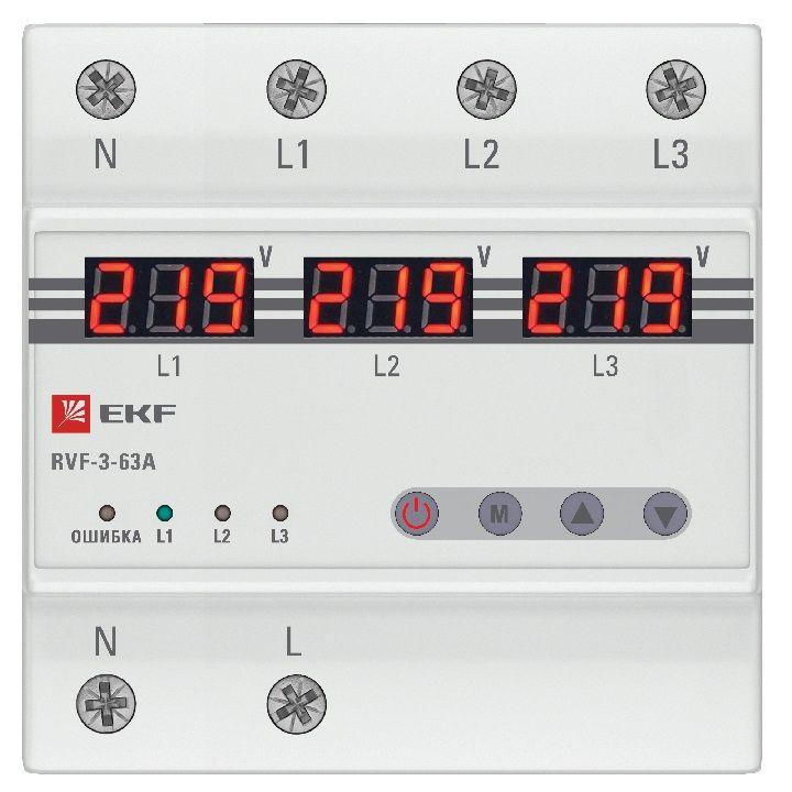 Реле выбора фаз с дисплеем RVF-3-63А PROxima EKF RVF-3-63a