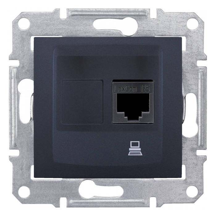 Розетка компьютерная RJ45 Schneider Electric SEDNA, скрытый монтаж, графит, SDN4500170