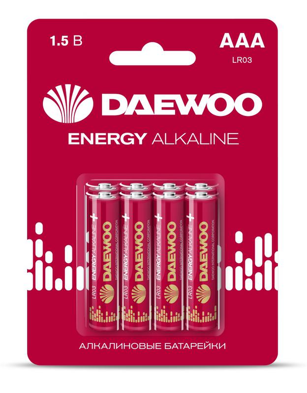 Элемент питания алкалиновый AAA/LR03 1.5В Energy Alkaline 2021 BL-8 (уп.8шт) DAEWOO 5031111