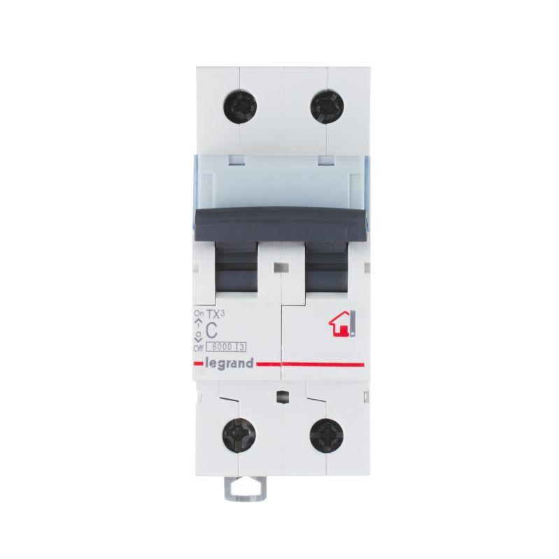 Выключатель автоматический модульный 2п C 10А 10кА TX3 6000 2мод. 230/400В Leg 403928