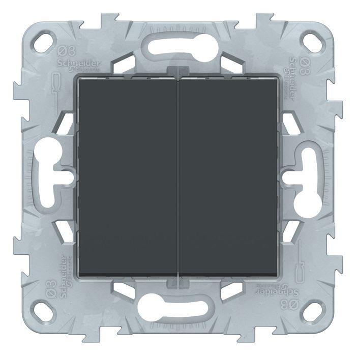 Выключатель перекрестный двухклавишный Schneider Electric UNICA NEW, антрацит, NU521554