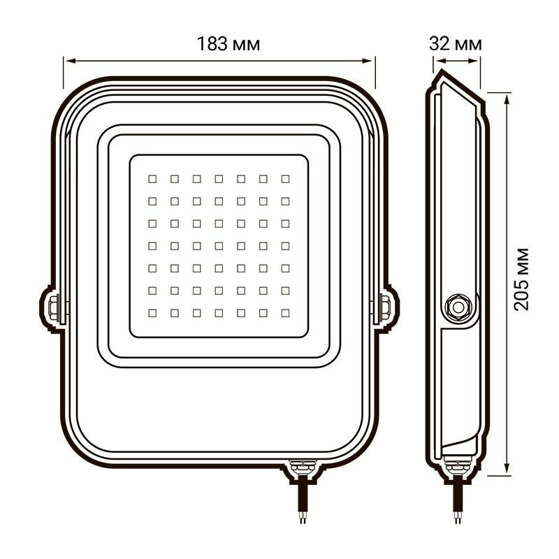 Прожектор светодиодный PFL-V 50Вт 6500К IP65 JazzWay 5039735