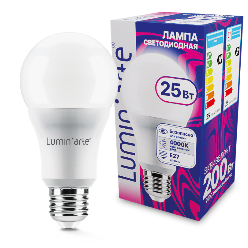 Светодиодная лампа Luminarte LSTD-A65-25W4KE27 25Вт 4000K E27