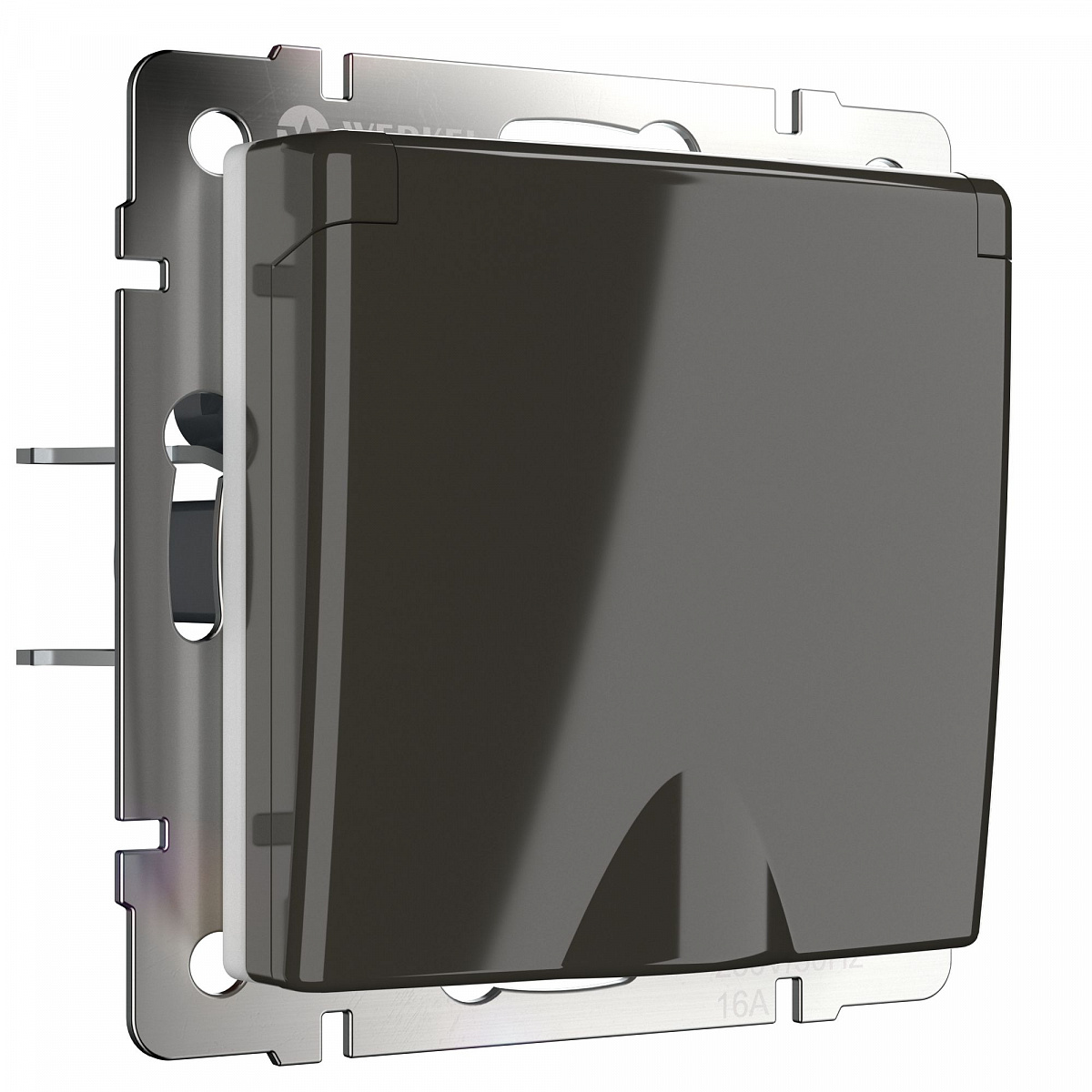 Розетка влагозащ. с зазем. с защит. крышкой и шторками (серо-коричневый) W1171207